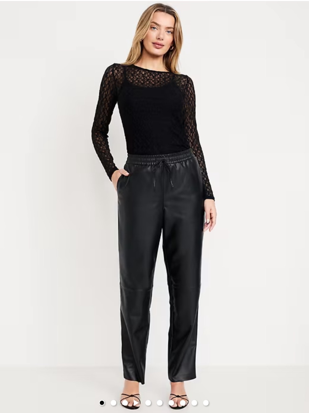 OLD NAVY | High-Waisted Billie Faux-Leather Ankle Trouser, Black Jack, Size XL